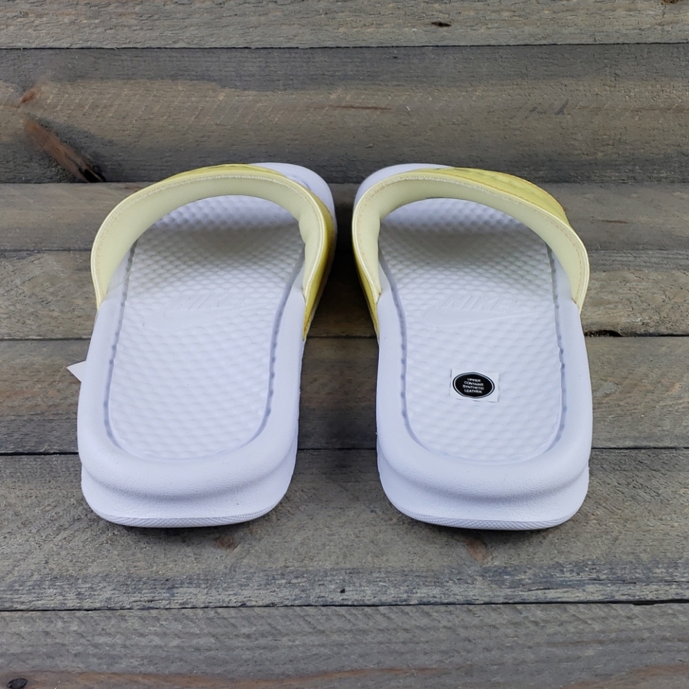 NEW Nike Benassi JDI Slides Sandals Yellow/White - Picture 7 of 8